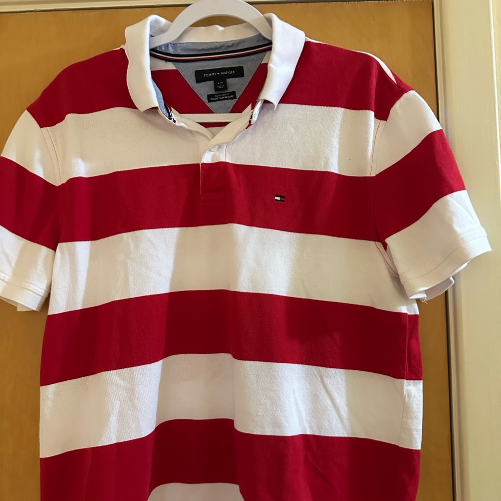 Tommy Hilfiger Bold Red and White Men's Polo